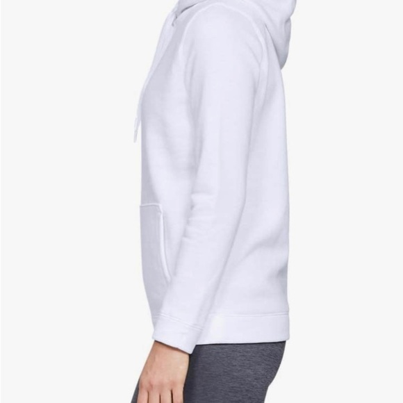 Under Armour Womens Hustle Fleece Hoodie , White (100)/Graphite , Large - Picture 4 of 8